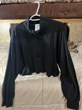 aerie Black Long-Sleeve Half-Zip Pullover